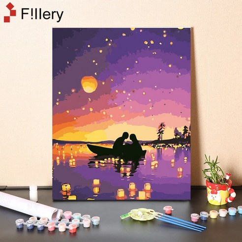 FiIIery DIY명화그리기 피포페인팅 풍경화 인물화그리기 그림그리기 세트 40 x 50cm, 51-공명등 B, 1개