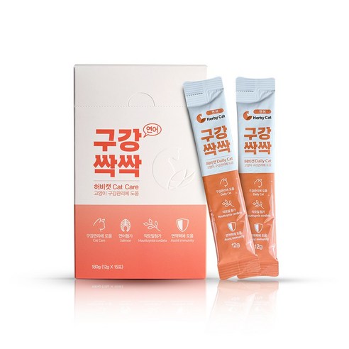 닥터허비캣 구강싹싹 고양이 츄르 15p, 연어맛, 12g, 1개