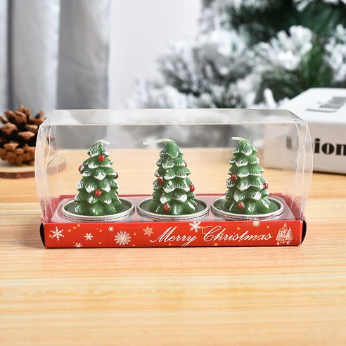 【크리스마스캔들】크리스마스 장식 크리스마스 양초 눈사람 장식품 작은 선물 크리스마스 이브 로맨틱 촛불 선물, 3 조각 나무