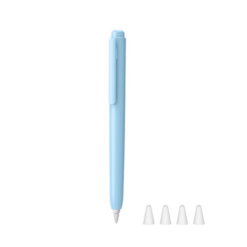 제이로드 애플펜슬 1세대 똑딱이 케이스 + 실리콘 펜팁캡 4P, 블루