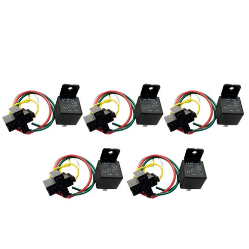 자동차 자동차에 대 한 미리 배선 된 소켓 5Pcs 40A 24V 헤비 듀티 SPDT 릴레이, 5, 블랙, 설명