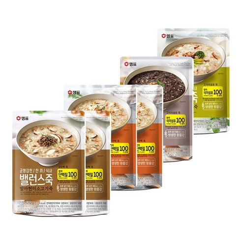 샘표 밸런스죽 세트 소고기2+전복삼계2+야채1+흑임자1, 1개