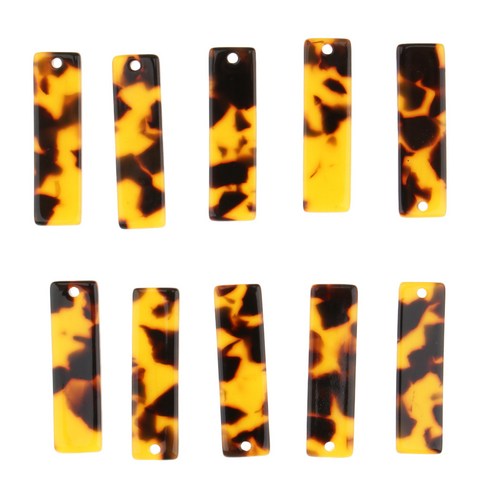 FCSHOP 10Pcs 직사각형 귀걸이 펜던트 DIY 쥬얼리 공예품 만들기 찾기, 브라운, 35x10mm, 아세테이트 시트