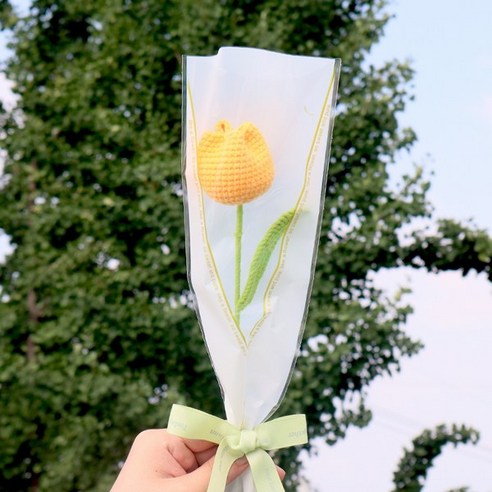 한송이 튤립 니트 꽃다발, 옐로우튤립