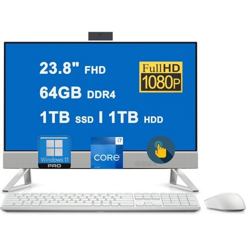 Dell 델 Inspiron 245420 올인원 데스크톱 | 23.8 FHD AIT 터치스크린 인텔 10코어 i71355U 64GB DDR4 1TB SSD HDD USBC HD