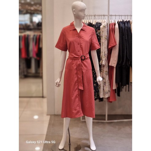 크로커다일레이디 브이넥 셔츠카라 벨티드 원피스_CLBMOP104