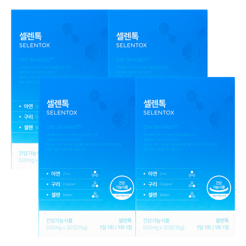 데이배리어 셀렌톡 셀레늄 아연, 30정, 4박스