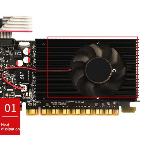 Lopbinte GT610 이미지 카드 반 높이 독립 카드(사일런트 팬 1G HD 포함)는 소형 박스 컴퓨터에 적합합니다., 1