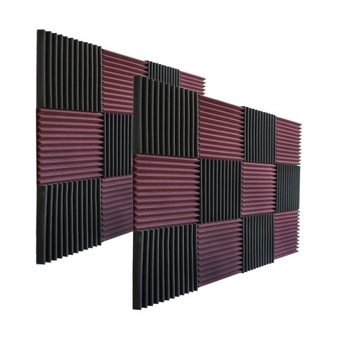 노 브랜드 24PCS 방음 보드 스튜디오 폼 음향 소음 감소 웨지, 블랙&퍼플