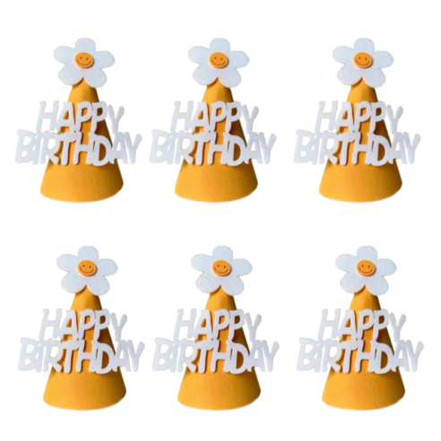 베르트폴 생일고깔모자, 6개, 옐로우