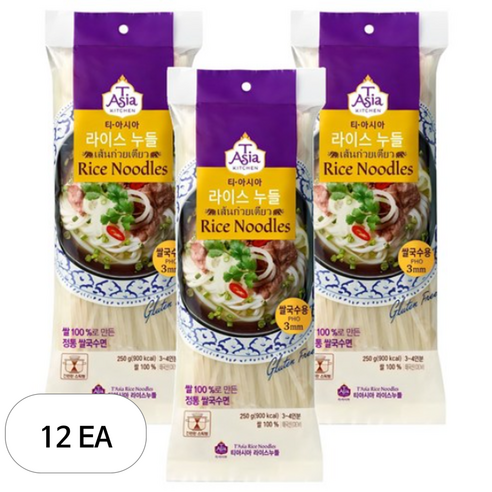 티아시아키친 라이스누들 3mm, 12개, 250g