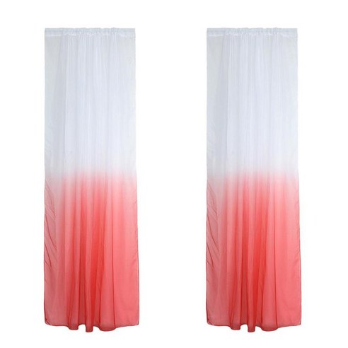 2x그라디언트 컬러 밸런스 tulle 보일 커튼 쉬어 드레이프 패널 디바이더 100x200cm, 레드, Voile