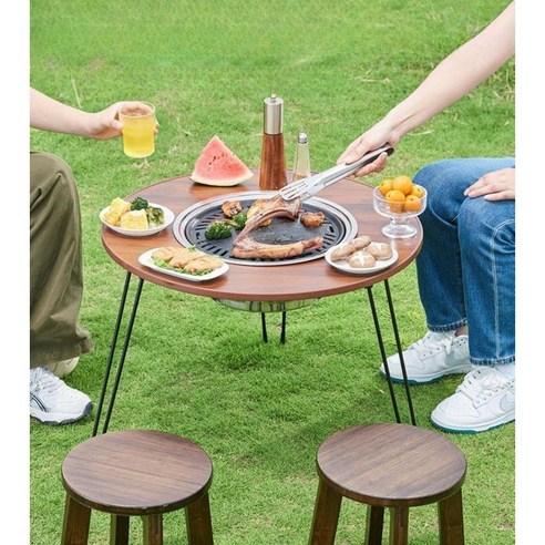고기불판테이블 불판식탁 고기집 식당 테이블 캠핑용 가정용 휴대용 숯불 접이식, 작은 의자 고기밥상 고기불판테이블 불판식탁 고기집 식당 테이블 캠핑용 가정용 휴대용 숯불 접이식, 작은 의자 고기밥상