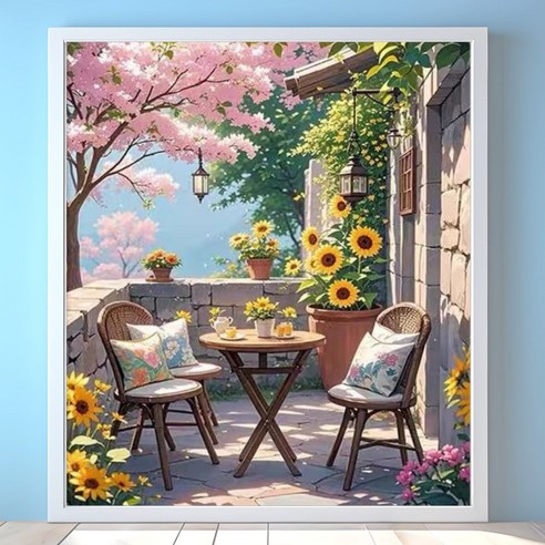 슈슈보석십자수 즐거운 취미 중형 40X50 패브릭형, 돌담 테라스, 1개