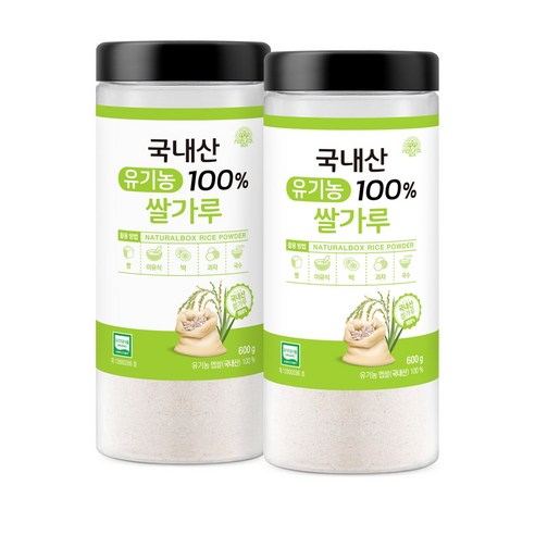 내추럴박스 _ 국내산100% 유기농 쌀가루 600g 2개