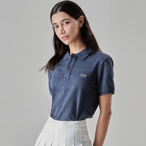 라코스테 라코스테 슬림핏 카라 반팔티셔츠_인디고블루