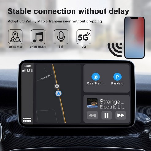 무선 카플레이 어댑터 유선 배선으로 전환하여 2015 년 안정적인 연결의 자동차 용 핸드폰 자동차로 변환, Apple Carplay, 둥근