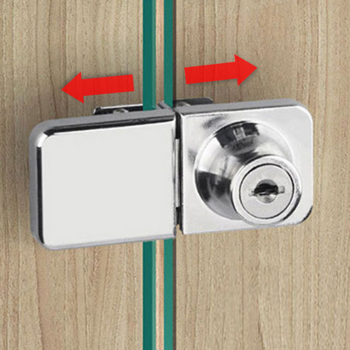 튼튼한 유리정 양문 시건장치 유리문열쇠 잠금자물쇠 72x32mm, 1개