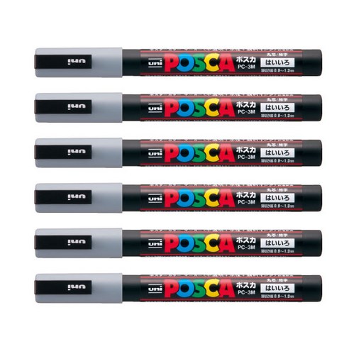유니 포스카 PC 3M 6개입 1다스, 그레이, 1개, 1색
