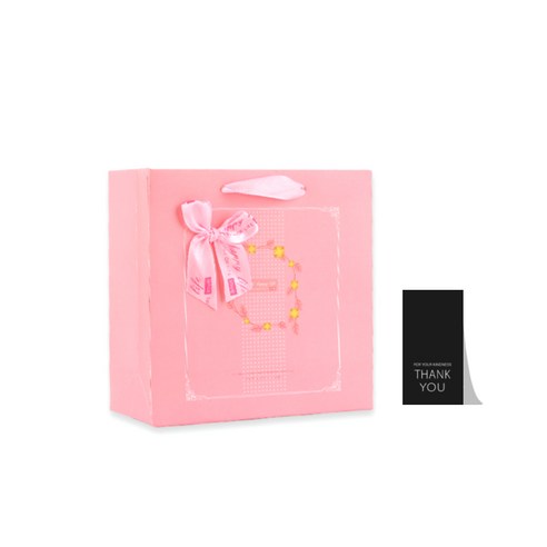 27리빙 선물 쇼핑백 10p+감사 스티커 10p, 07 핑크 꽃무늬 리본, 중