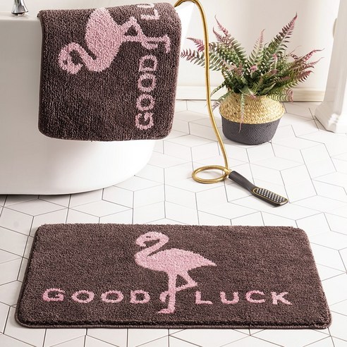 DFMEI욕실 먼지 방지 화장실 흡수 매트 비 슬립 매트 욕실 욕실 매트 가정용 카펫 매트, 플라밍고 [아이스크림 벨벳], 40*60 [세탁기 부드럽고 피부 친화적 인, 세탁기