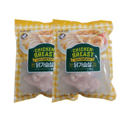 [No Brand][노브랜드] 냉동 닭가슴살 1kg x2, 2팩
