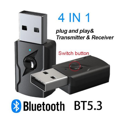 4 in 1 블루투스 5.3 오디오 리시버 송신기 스테레오 USB 동글 3.5mm 3.5 AUX RCA, 1) Bluetooth 5.3, Bluetooth 5.3_2