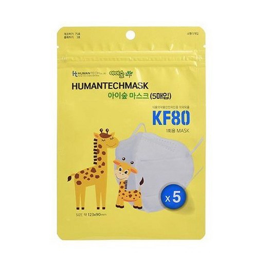 아이숲 KF80 식약처 허가 4중필터 미세먼지 황사 방역 마스크 소형, 5매입, 8개