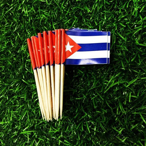 TeeFly 100 PCS National Flags Picks Art Toothpicks 파티 컵케익 장식 샌드위치 미니 음식, 100 쿠바