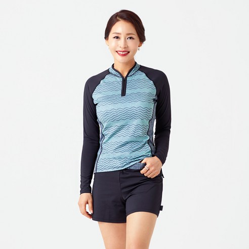베이직엘르 여성인 반집업 래쉬가드 3종세트 BEL-T214K