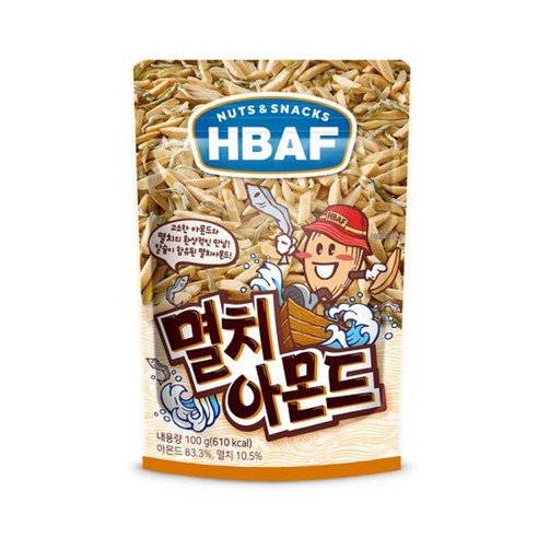 HBAF 바프 멸치 아몬드, 100g, 1개