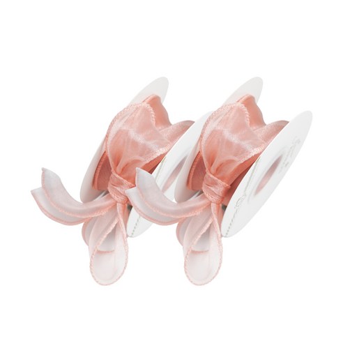 디어플레이스 쉬폰 리본끈 오간디 포장끈 4cm, 2개, 9m, 11 더스티핑크