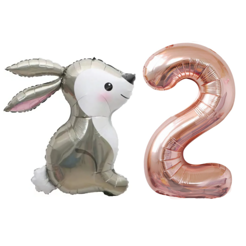 파파 파티 곰돌이 토끼 풍선 생일 파티 숫자 풍선 세트, 토끼 2, 1세트