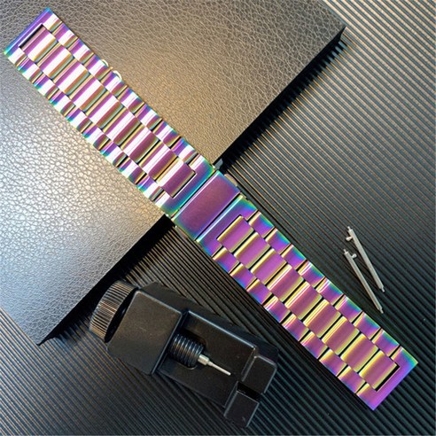 삼성 갤럭시 워치 4 3 액티브 기어용 20mm 22mm 메탈 스트랩, 컬러풀