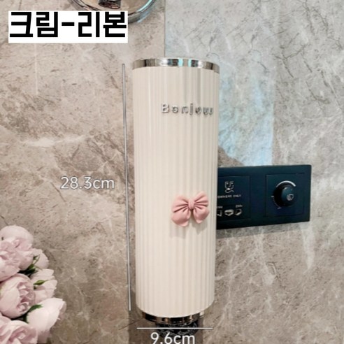 리본토끼 무타공 고급 사무실 종이컵디스펜서 커피컵 일회용컵 보관함 종이컵홀더 종이컵 거치대, 1개, 크림리본