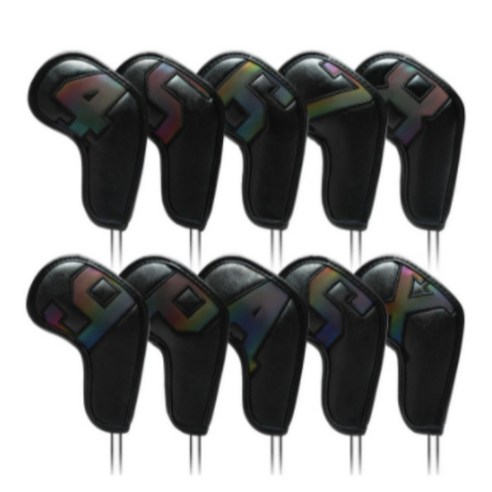 골프 아이언 클럽 헤드 커버 10pcs, 홀로그램 블랙, 10개