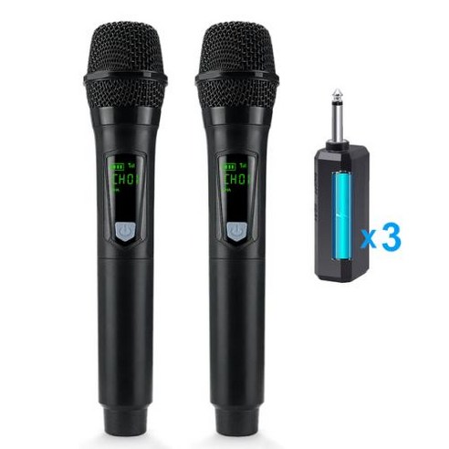 무선블루투스마이크 휴대용 노래방 강의용 Heikuding UHF 범용 다이나믹 시스템 노래 DJ, 2) Rechargeable 2 Mic, 2 MICS