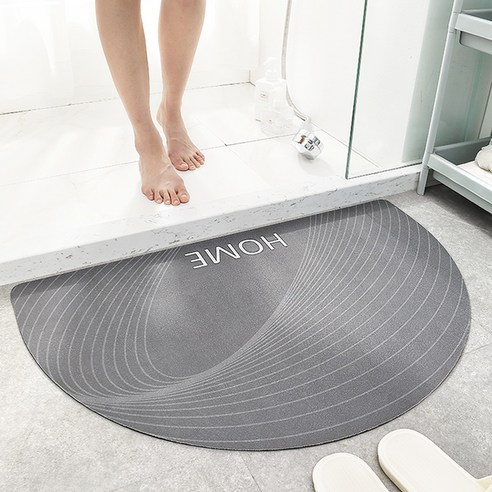 반원 홈 화장실 입구 흡수지 매트 입구 침실 화장실 밟다 발판 욕실 미끄럼 방지 매트, 40*60cm, 라인주의-회색
