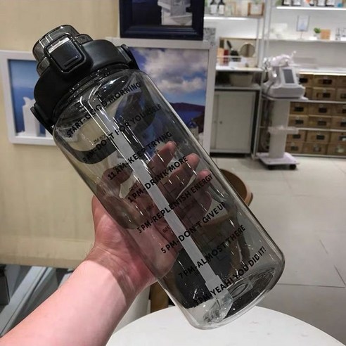 MEIISEO대용량 스포츠 물통 다기능 물병 휴대용 스포츠 물통 대용량 보온병, 2L Black
