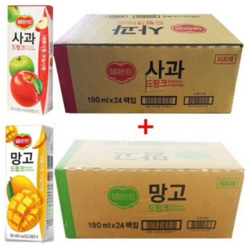 델몬트 드링크 190ml 사과 24팩 + 망고 24팩, 총 96개 델몬트망고