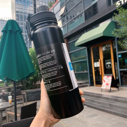 MEIISEO대용량 스포츠 물통 다기능 물병 휴대용 스포츠 물통 대용량 보온병, 600ml  20oz, Black