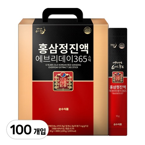 순수식품 홍삼정진액 에브리데이 365 스틱, 10g, 100개