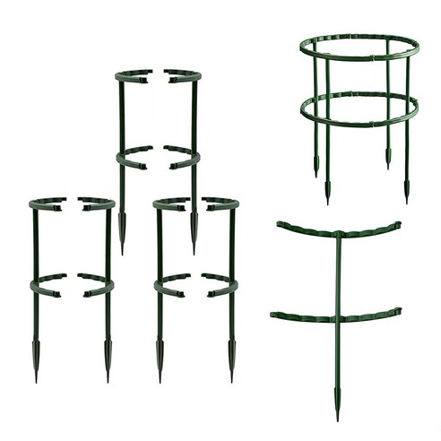 Retemporel 12 개 식물 지원 말뚝 토마토 실내 말뚝을 위한 더블 데크 접합 가능한 반원 반지 업그레이드, 1개