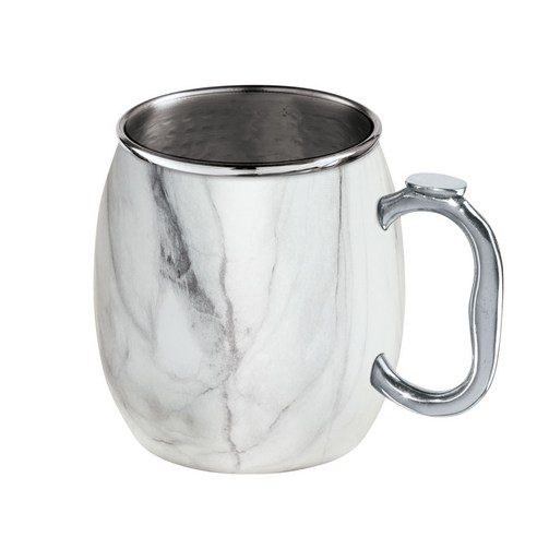 OGGI 스테인리스 스틸 모스크바 뮬 머그컵 590ml, 1개, White Marble