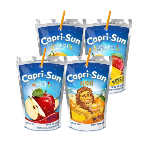 농심 카프리썬 200mlx20개(오렌지5+오렌지망고5+사과5+사파리5), 200ml, 20개