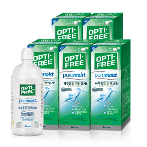 옵티프리 퓨어모이스트 렌즈세정액 + 렌즈케이스, 300ml, 5개