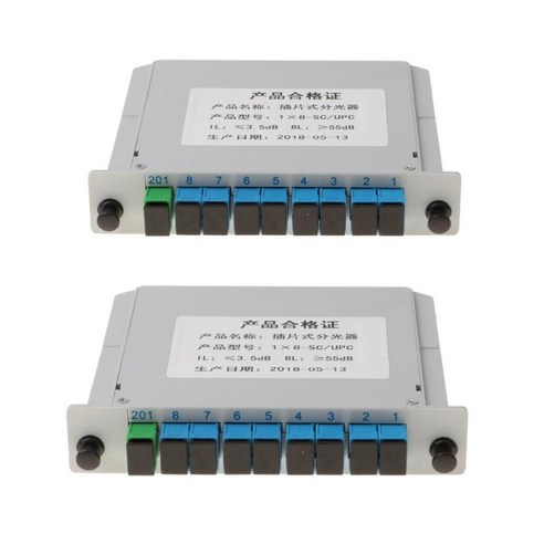 2 조각 1 ~ 8 SC-UPC 커넥터 삽입 광섬유 분배기 모듈, 125x105x22mm, 그림, ABS