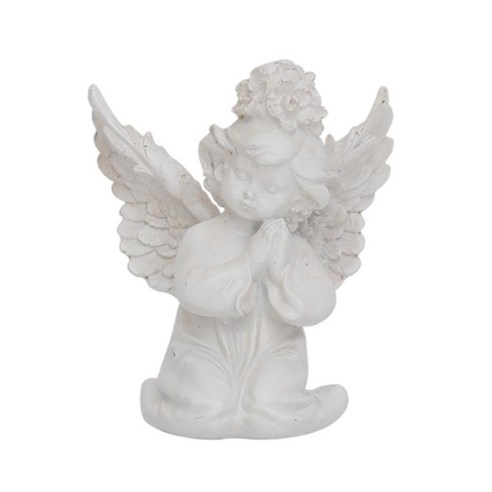 기도하는 기도 동상 케루빔 케루빔 날개 흰색 장식 천사 입상 선물 기억 동상 기념 조각 선반 실내, 왼쪽 기도, 수지