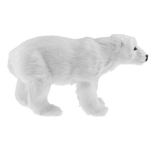 2x 시뮬레이션 북극곰 피규어 모델 완구 홈 장식 교육 사진 소품, 31x18cm, 플라스틱, 화이트