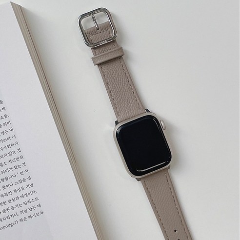 우먼스9999 애플워치 7 SE 6 3 호환 가능 어반 레더 스트랩, 웜그레이 38/40/41mm